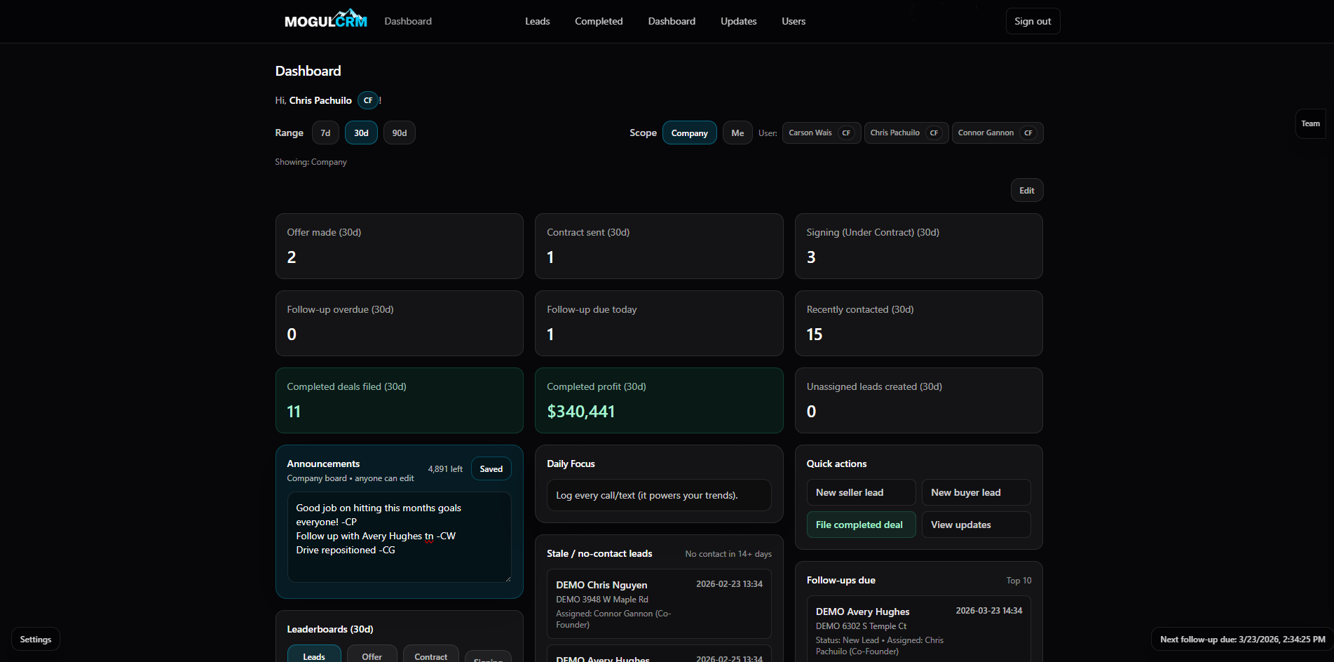MogulCRM screenshot 2